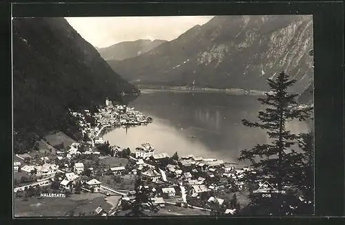 AK Hallstatt, Teilansicht mit Hallstättersee