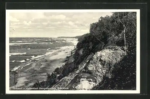 AK Georgenswalde, Steilküste mit Strand
