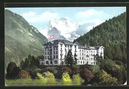 AK Interlaken, Regina Hotel mit Jungfraublick