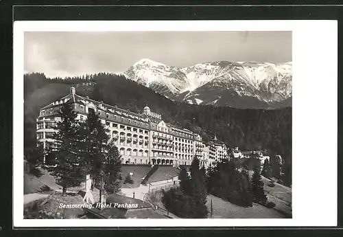 AK Semmering, Hotel Panhans mit Alpenpartie