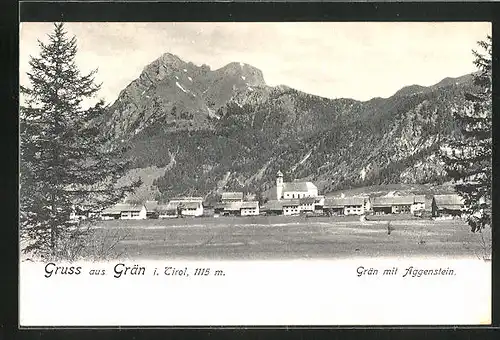 AK Grän, Totalansicht mit Kirche und Aggenstein