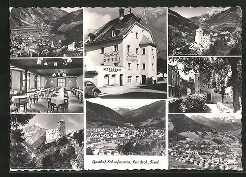 AK Landeck, Gasthof Schrofenstein, Ortsansicht, Burg