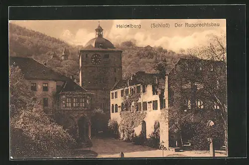 AK Heidelberg, Schloss, Ausschnitt des Rupprechtsbau