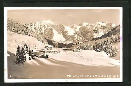 AK Spitzingsee, Untere Fürstalm mit Miesing und Rotwand