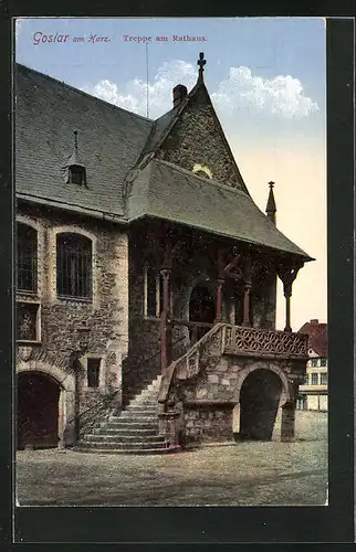 AK Goslar, Treppe am Rathaus