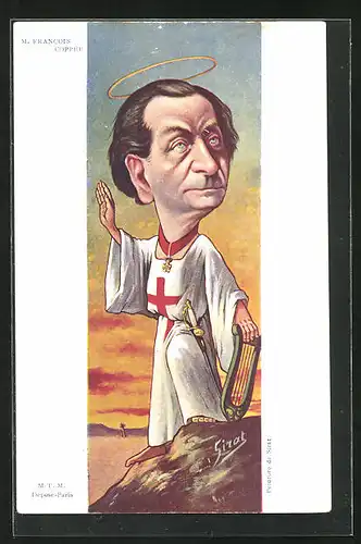 Künstler-AK sign. Sirat: Karikatur von M. Francois Coppée