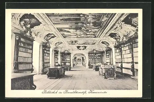 AK Kremsmünster, Bibliothek im Benediktinerstift, Innenansicht