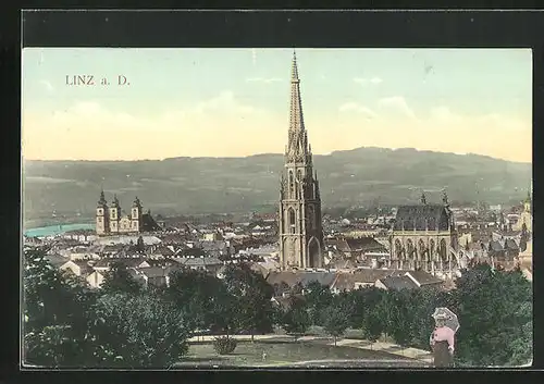 AK Linz a. D., Dächer der Stadt, Mariendom