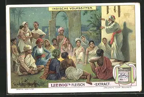 Sammelbild Liebig, Indische Volkssitten, Märchenerzähler