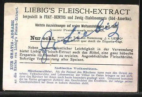 Sammelbild Liebig, Indische Volkssitten, Märchenerzähler