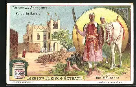 Sammelbild Liebig, Bilder aus Abessinien, Palast in Harar, Ras Makonnen
