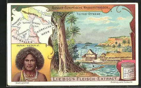 Sammelbild Liebig, Ausser-Europäische Wasserstrassen, Torres-Strasse, Papua-Bewohnerin