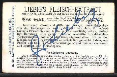 Sammelbild Liebig, Gasthäuser, Alt-Römisches Gasthaus