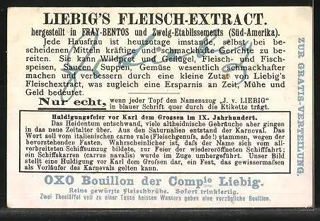 Sammelbild Liebig, Karnevalsbilder verschiedener Zeiten, Huldigungsfeier vor Karl d. Grossen i. IX. Jahrhundert