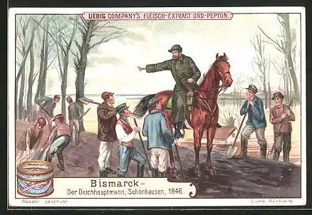 Sammelbild Liebig, Bismarck, Der Deichhauptmann, Schönhausen, 1846