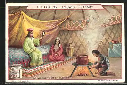 Sammelbild Liebig, Kalmückenzelt (Mongolei)