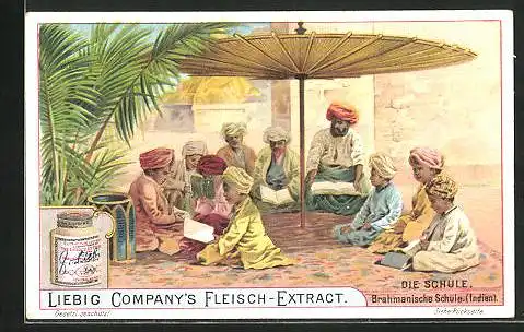 Sammelbild Liebig, Die Schule, Brahmanische Schule in Indien