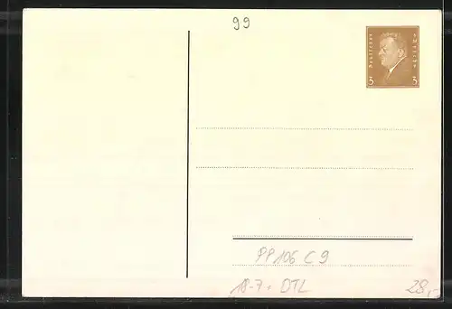 AK Ganzsache PP106C9: Plauen i. V., Werbeschau des Vereins für Briefmarkenkunde am 6.9.1931, Rathaus