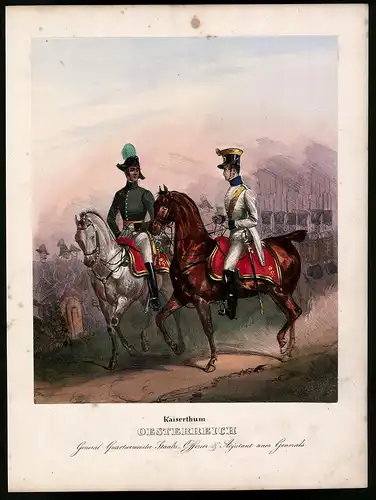 Lithographie Kaiserthum Österreich, General, altkoloriert, montiert, aus Eckert & Monten um 1840 Vorzugsausgabe