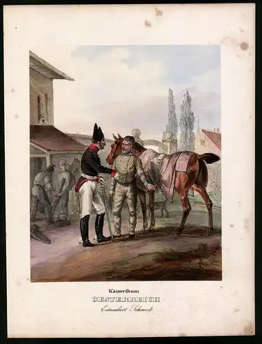 Lithographie Kaiserthum Österreich, Estandart Schmidt, altkoloriert, montiert, aus Eckert & Monten um 1840 Vorzugsausgab