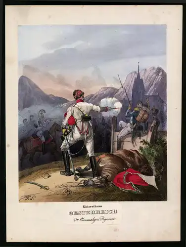 Lithographie Kaisertum Österreich, altkoloriert, montiert, aus Eckert & Monten um 1840 Vorzugsausgabe, 35 x 26cm