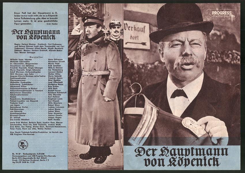 Filmprogramm PFI Nr. 19 /57, Der Hauptmann von Köpenick, Heinz Rühmann