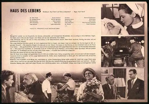 Filmprogramm PFI Nr. 31 /54, Haus des Lebens, Gustav Fröhlich, Cornell Borchers, Regie: Karl Hardt