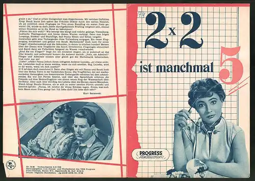 Filmprogramm PFI Nr. 32 /56, 2x2 ist manchmal 5, Violetta Ferrari, Ferenc Zenthe, Regie: György Revesz