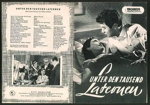 Filmprogramm PFI Nr. 74 /56, Unter tausend Laternen, Michel Auclair, Hanna Rucker, Regie: R. A. Stemmle