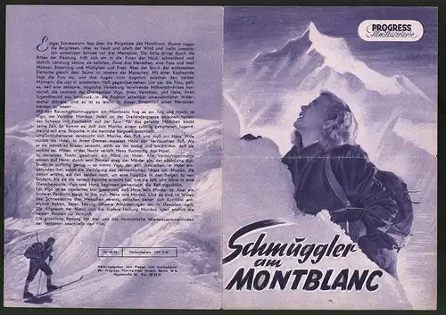 Filmprogramm PFI Nr. 45 /53, Schmuggler am Montblanc, Dagmar Rom, Dietmar Schönherr, Regie: Dr. Harald Reinl