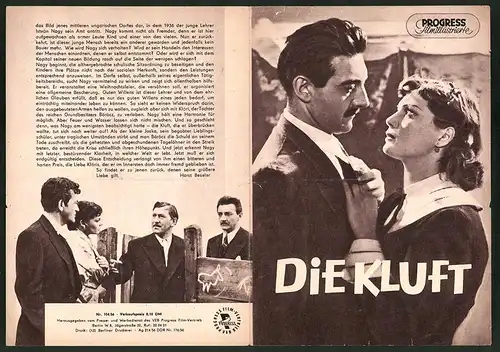 Filmprogramm PFI Nr. 104 /56, Die Kluft, Imre Sinkovits, Margit Bara, Tibor Molnar, Regie: Laszlo Ranody