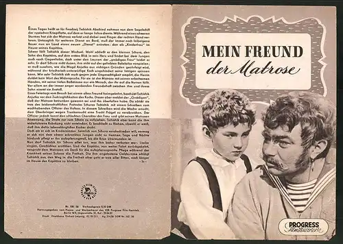 Filmprogramm PFI Nr. 108 /56, Mein Freund der Matrose, Michail Kusnezow, Tolja Melnikow, Regie: L. Dsenkewitsch