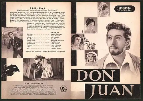 Filmprogramm PFI Nr. 2 /57, Don Juan, Cesare Dannova, Josef Meinrad, Eve Cormand, Regie: H. W. Kolm-Veltée