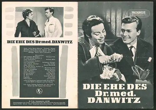 Filmprogramm PFI Nr. 71 /56, Die Ehe des Dr. med. Danwitz, Marianne Koch, Karlheinz Böhm, Regie: A. M. Rabenalt