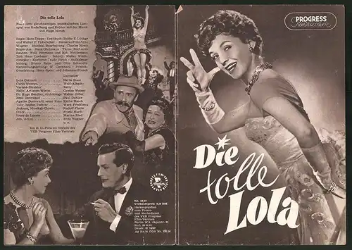 Filmprogramm PFI Nr. 10 /57, Die tolle Lola, Herta Staal, Wolf Albach-Retty, Regie: Hans Deppe