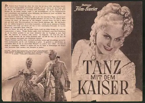 Filmprogramm IFK Nr. 3253, Tanz mit dem Kaiser, Marika Rökk, Maria Eis, Regie: Georg Jacoby