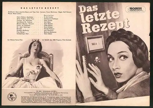 Filmprogramm PFI Nr. 5056, Das letzte Rezept, O. W. Fischer, Heidemarie Hatheyer, Regie: Rolf Hansen