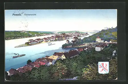 AK Passau, Totalansicht aus der Vogelschau
