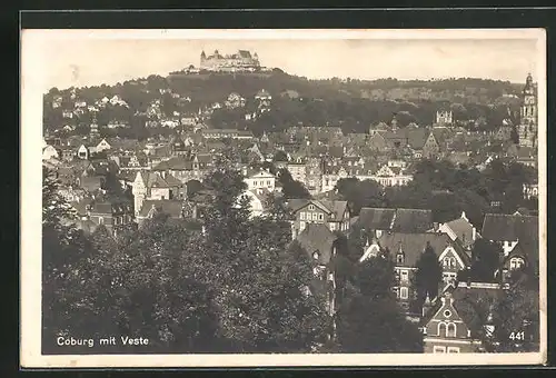 AK Coburg, Ortsansicht mit Veste