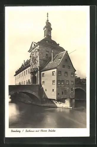 AK Bamberg, Rathaus mit Oberer Brücke