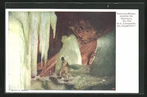AK Obertraun, Dachstein-Rieseneishöhle - Im II. Eisabgrund - Die Orgelpfeifen