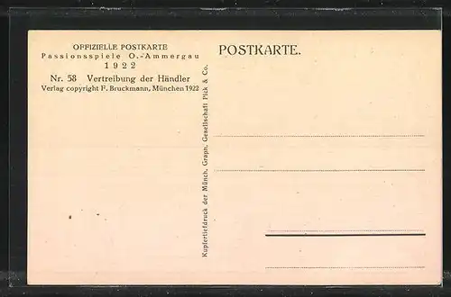 AK Passionsspiele Oberammergau 1922, Vertreibung der Händler