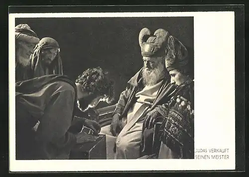 AK Jubiläums-Passionsspiele Oberammergau 1934, Judas verkauft seinen Meister