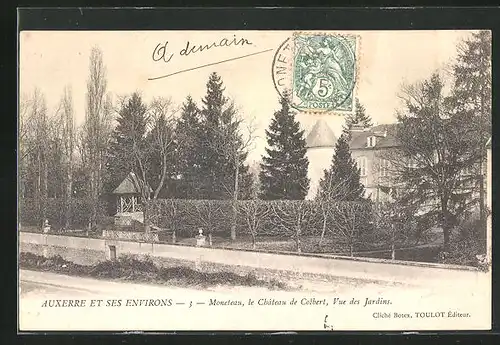 AK Monèteau, Le Chateau de Colbert, Vue des Jardins