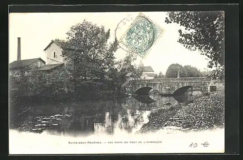 AK Nuits-sous-Ravières, Vue prise du Pont de L`Armancon