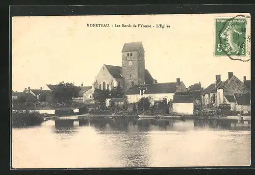 AK Monèteau, Les Bords de l`Yonne - L`Eglise