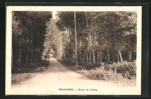 AK Chamvres, Route de Paroy, Waldweg