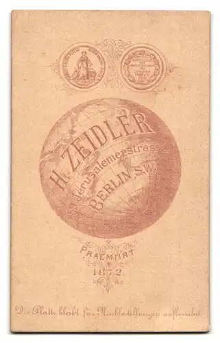 Fotografie H. Zeidler, Berlin, Jerusalemstrasse 59, bürgerliche Dame mit Fächer