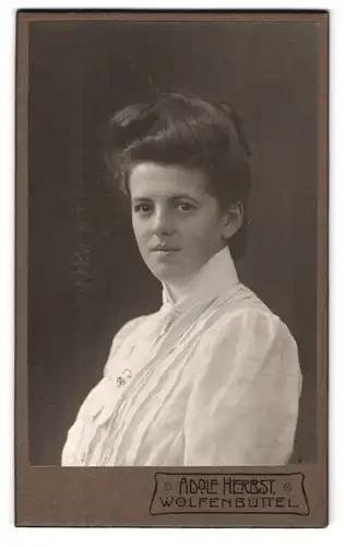 Fotografie Adolf Herbst, Wolfenbüttel, Langeherzogstrasse 38, hübsche Dame im Portrait