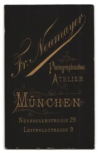 Fotografie Fr. Neumayer, München, Neuhauserstrasse 29, Portrait junge Dame mit hochgestecktem Haar